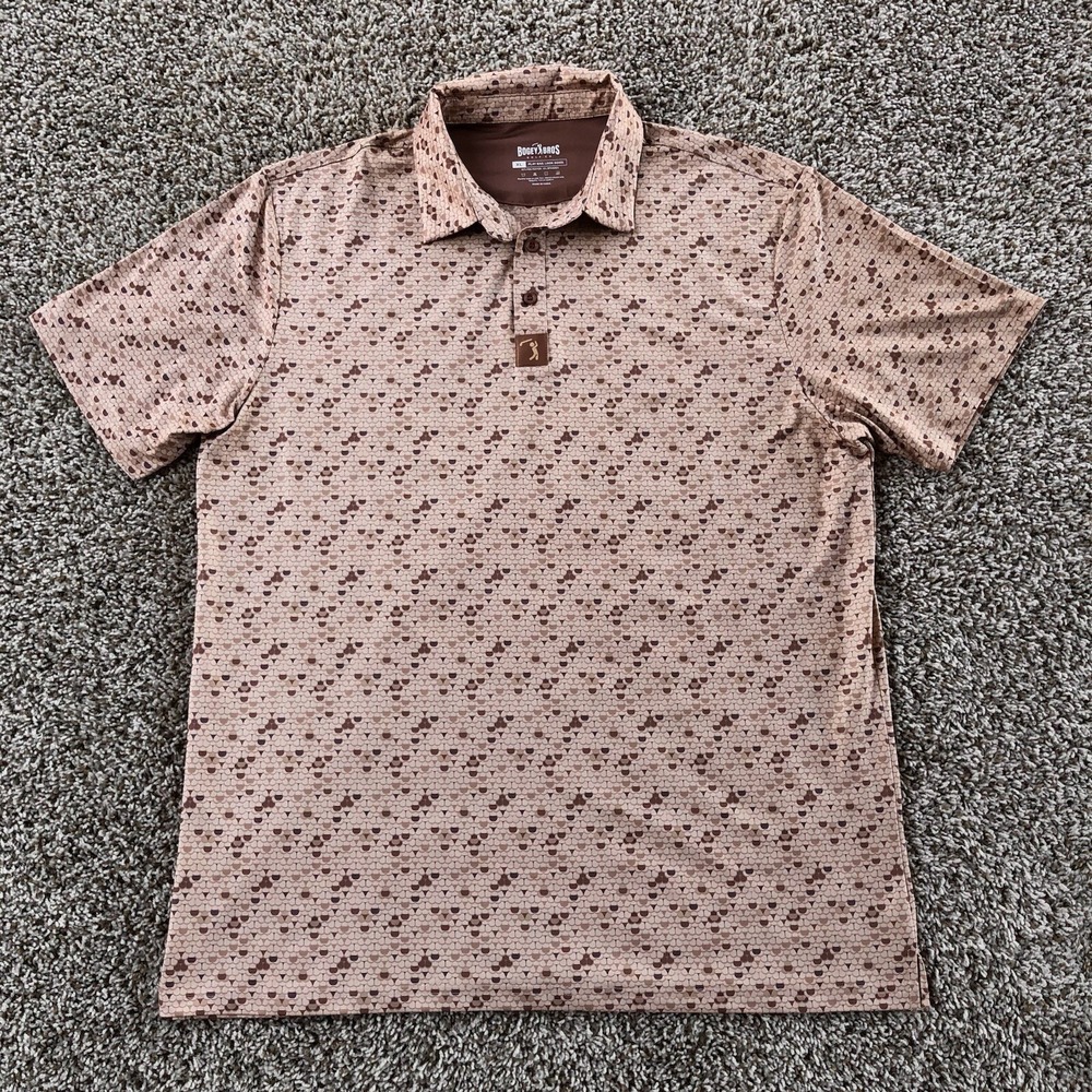 Bogey Bros Golf Co Performance Polo Shirt Mens XL Brown Butts And Thongs Print